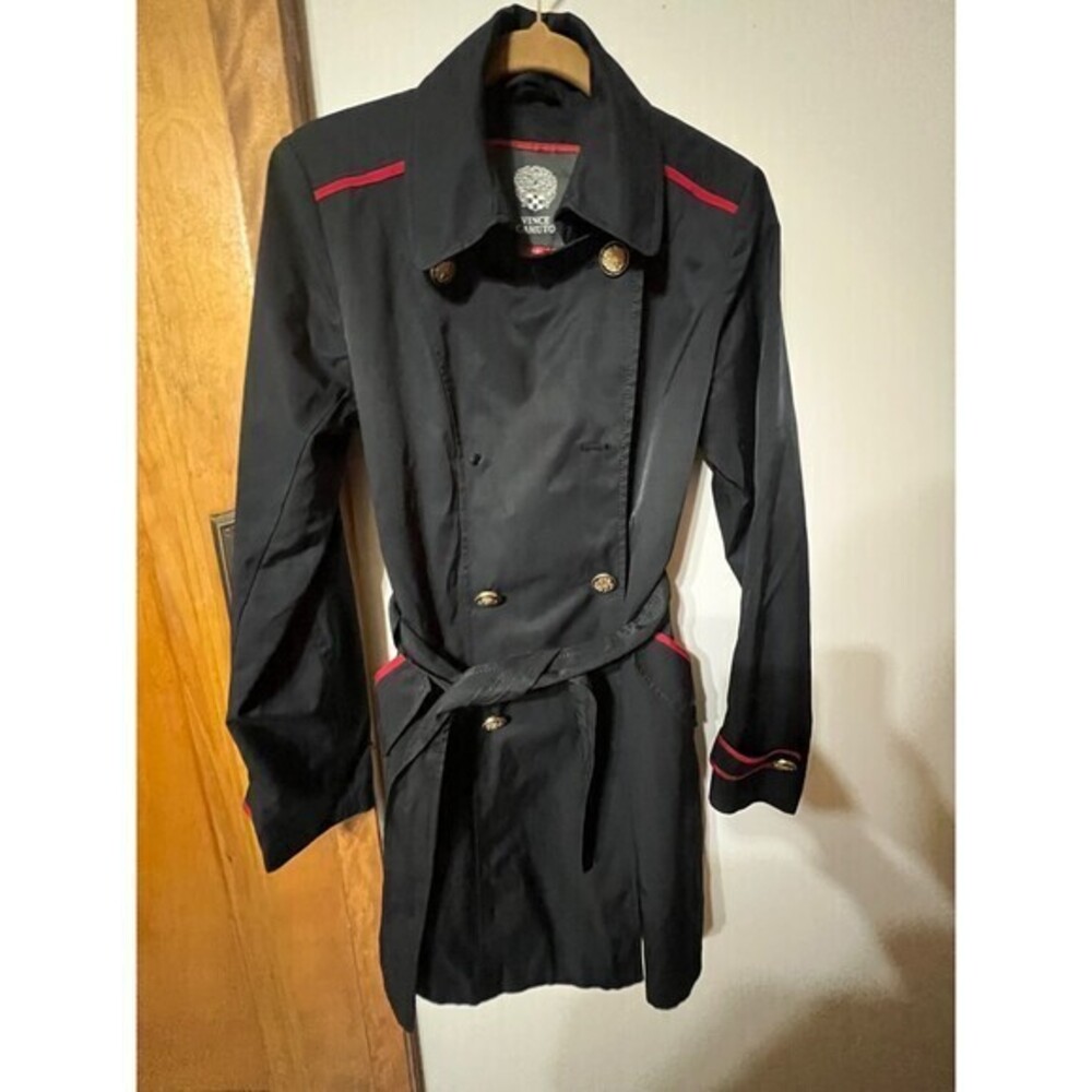 Vince Camuto Military Style Trench Coat Size Petite Small SP NEEDS NEW BUTTONS